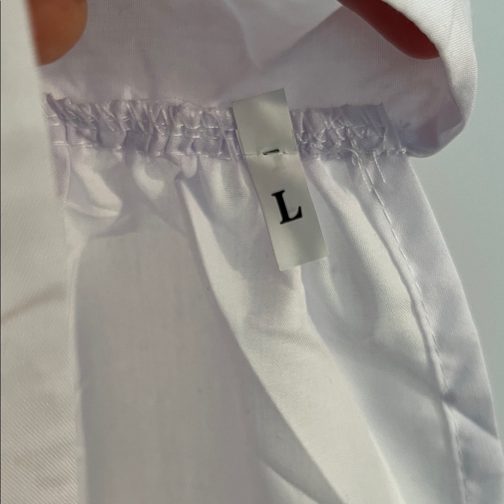 White Pinafore Apron w Ruffled Straps NWOT sz L - Picture 5 of 5